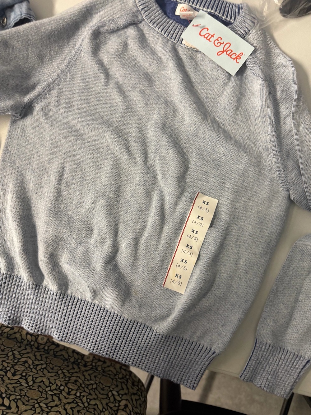 Cat & Jack Light Blue Crewneck Sweater - boys XS4/5 NWT